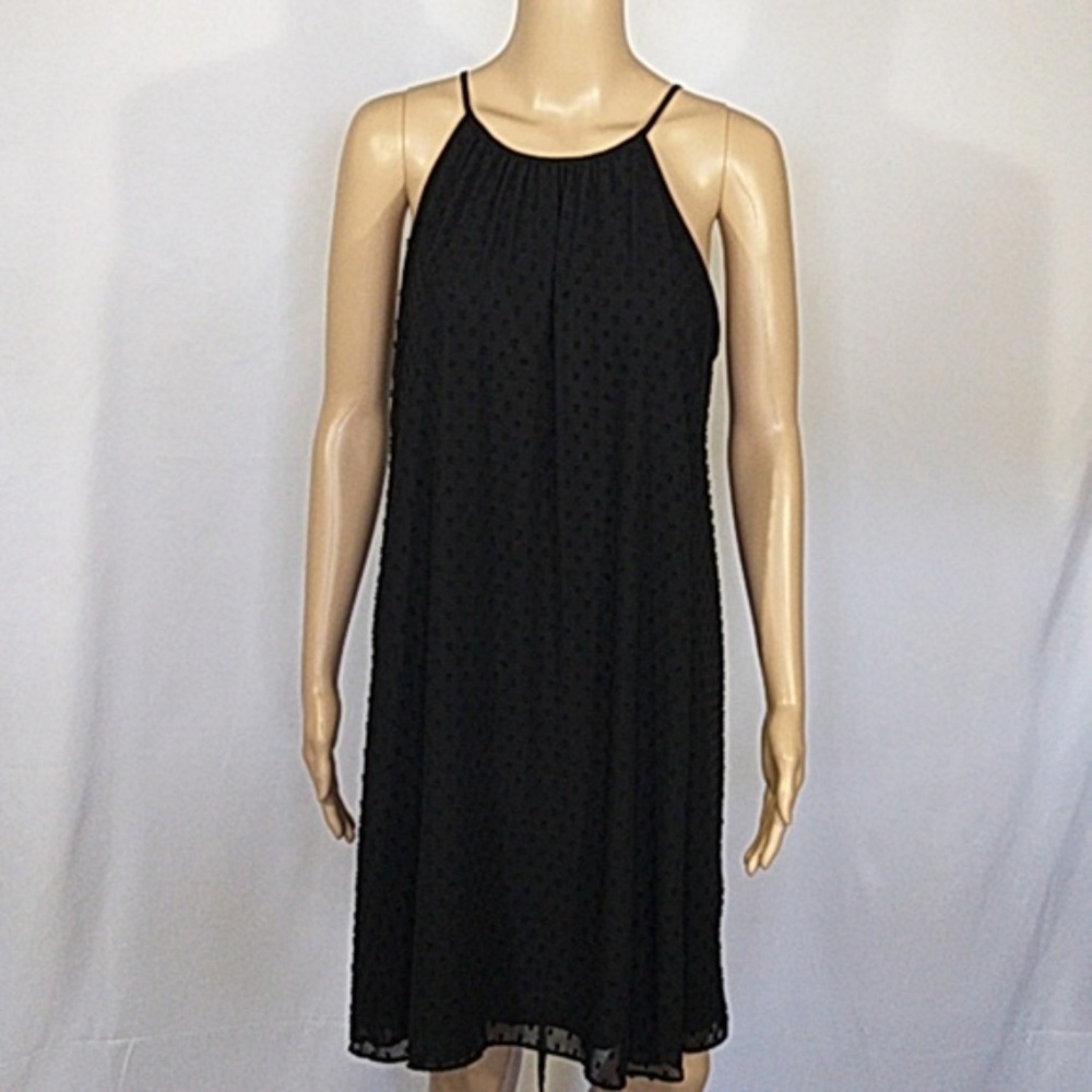 Elegant Elle Black Halter A-Line Dress Sz L